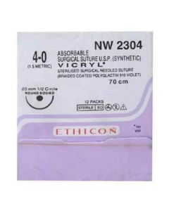 Ethicon - Vicryl Sutures #4-0, 1/2 Circle Round Body - NW 2304