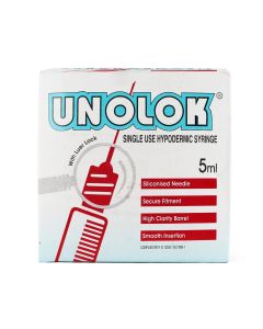 HMD Unolok Syringe 5ml with 24G x 1" Needle (Luer Lock)