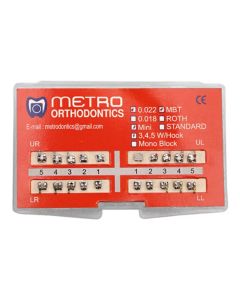 Metro Orthodontics Gold Series Pack of 20 Metal Conventional Brackets (5-5)