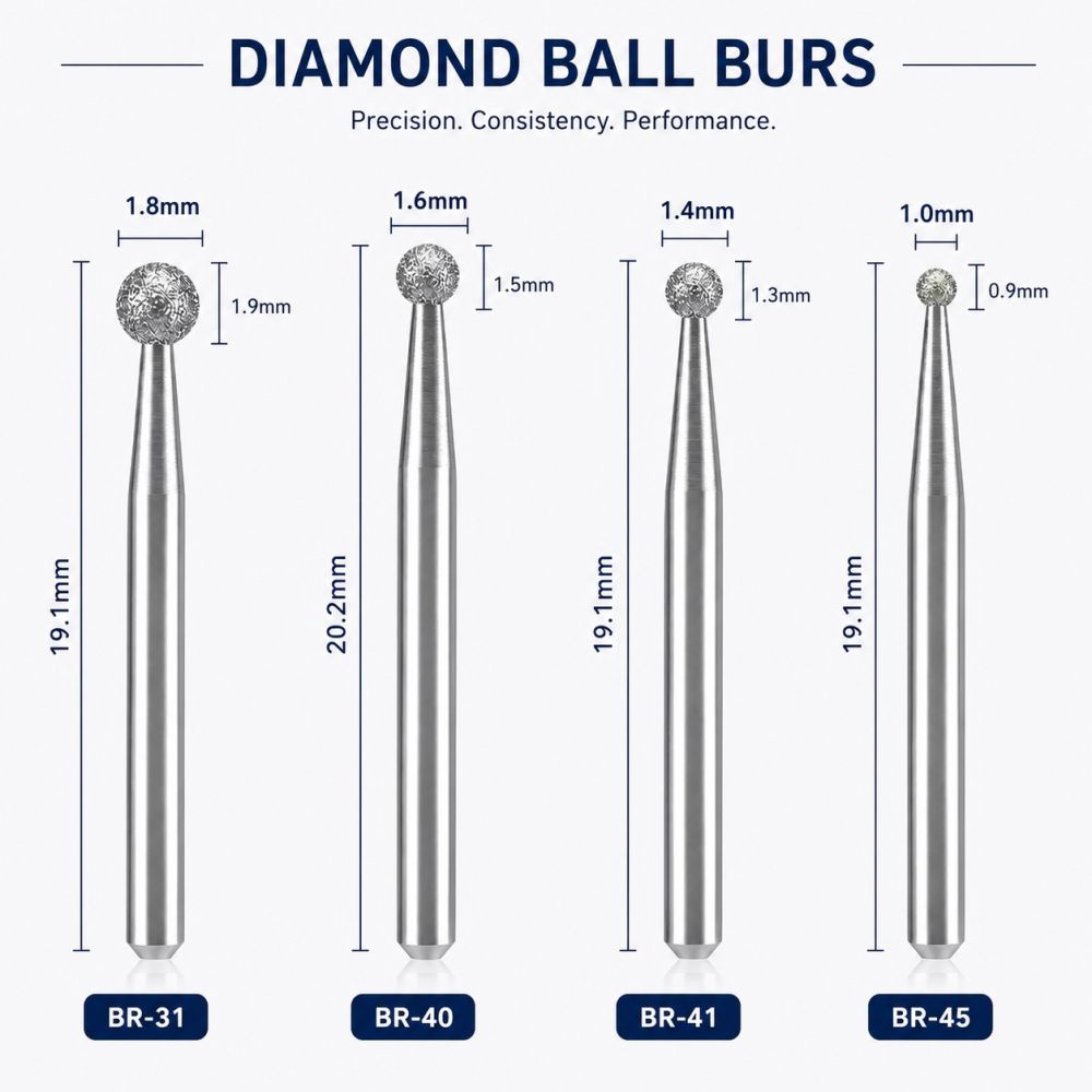 Mani Diamond Burs - BR Series / Ball Round Type 