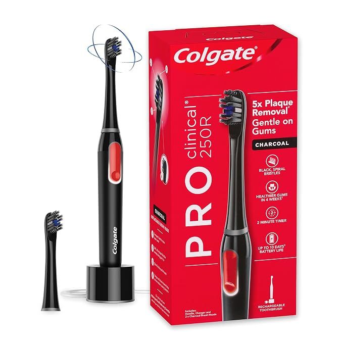 Colgate Pro Clinical 250R Deep Clean Rechargable Electric Toothbrush, Charcoal