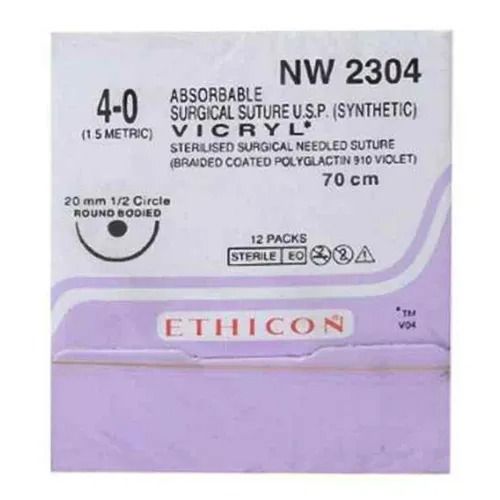 Ethicon - Vicryl Sutures #4-0, 1/2 Circle Round Body - NW 2304