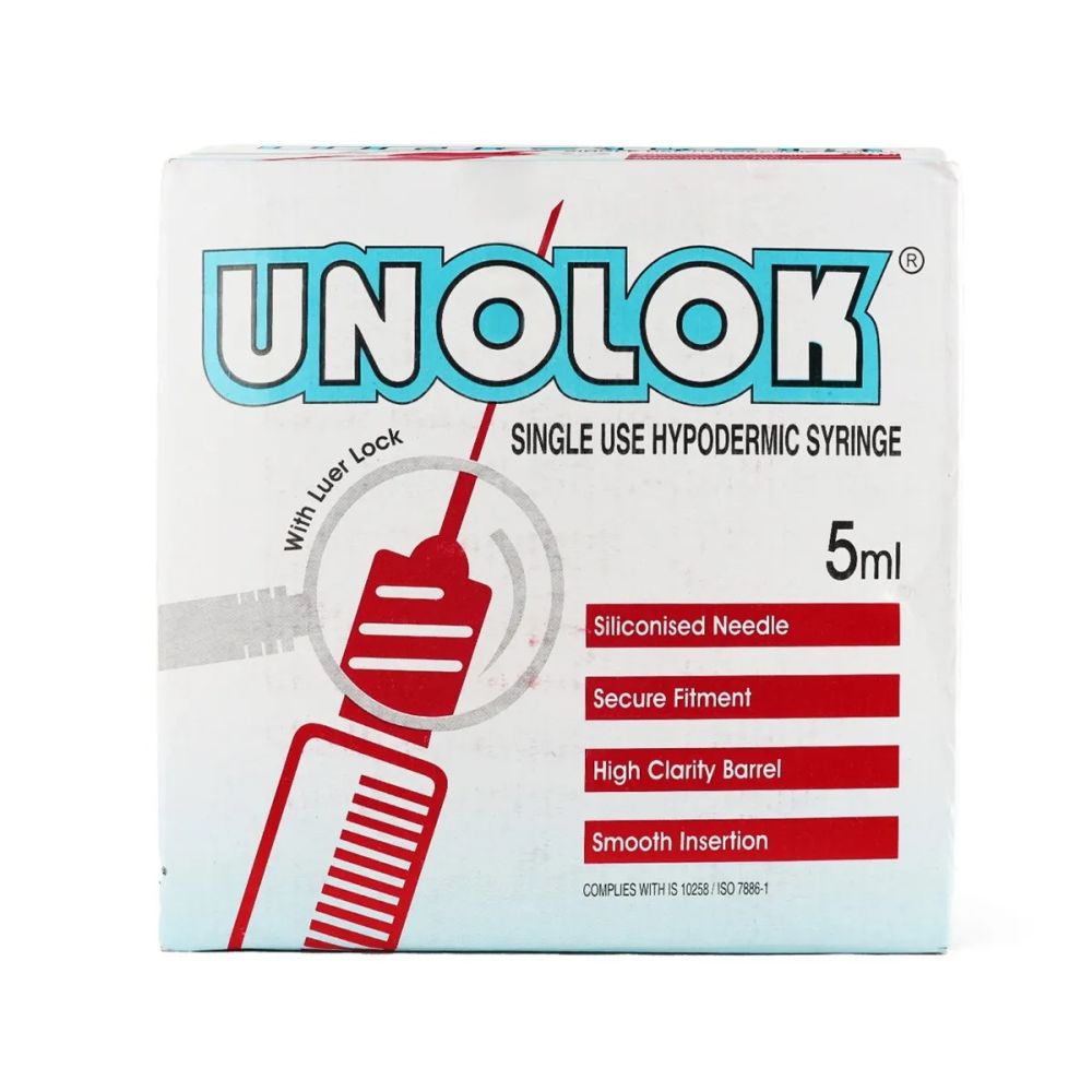 HMD Unolok Syringe 5ml with 24G x 1" Needle (Luer Lock)