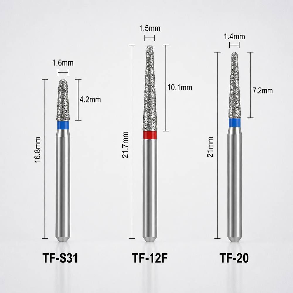 Mani Diamond Burs - TF Series / Taper Flat End