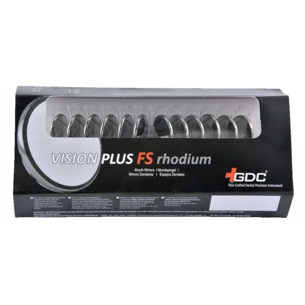 GDC Mouth Mirror Tops FS Rhodium Coated - Pack of 12 Pcs - Size 5 - MMTFS5